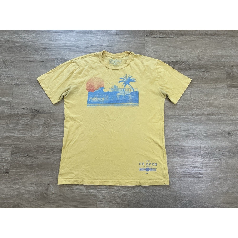 Nike US Open of Surfing Hurley T-shirt Mens Sz L Yellow Huntington Beach